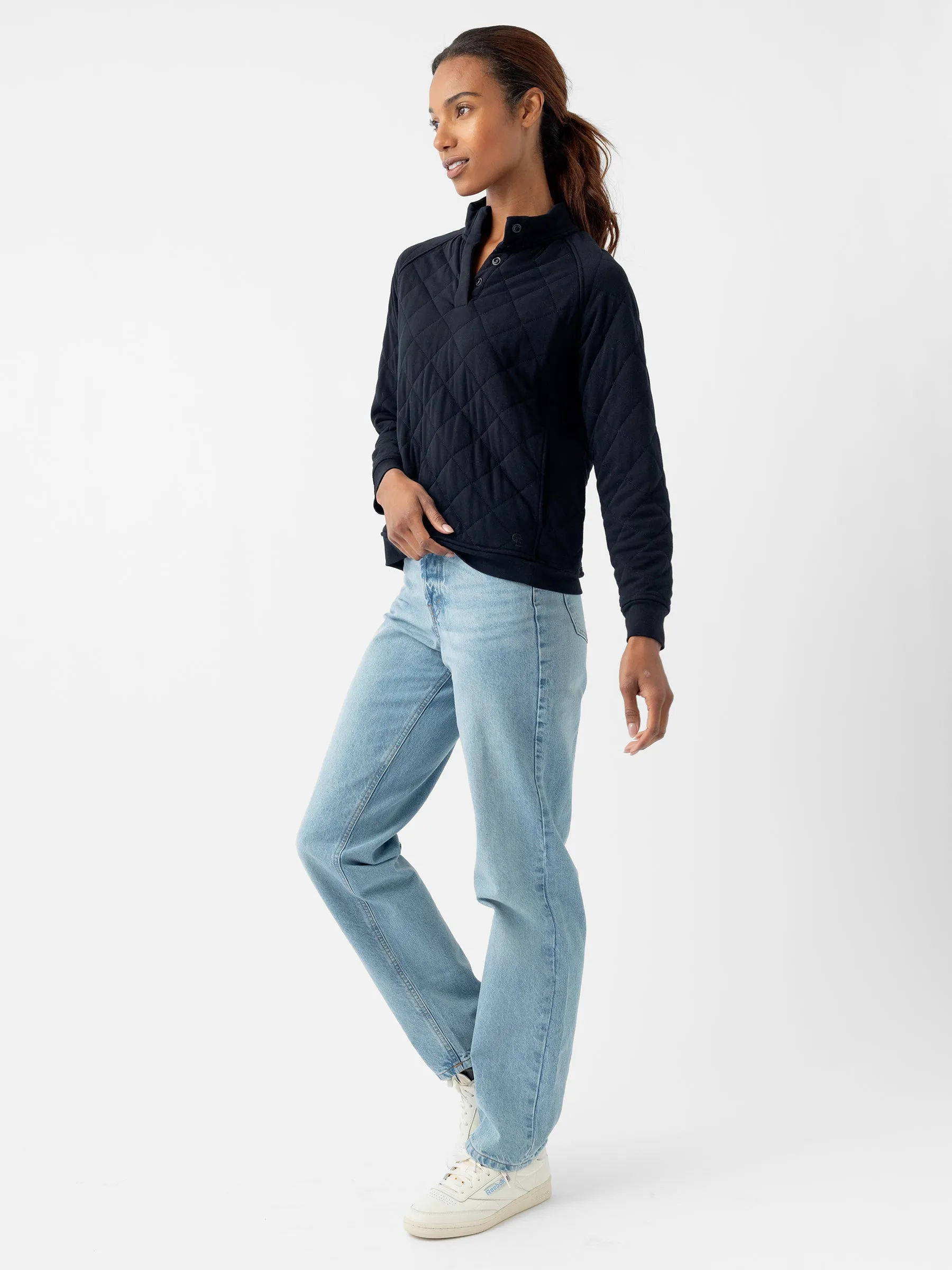 Women's Brushed Bamboo Quilted Snap Pullover