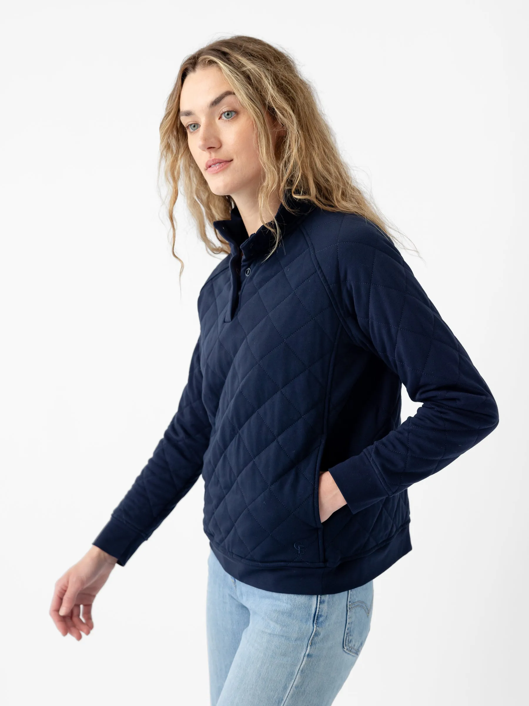 Women's Brushed Bamboo Quilted Snap Pullover