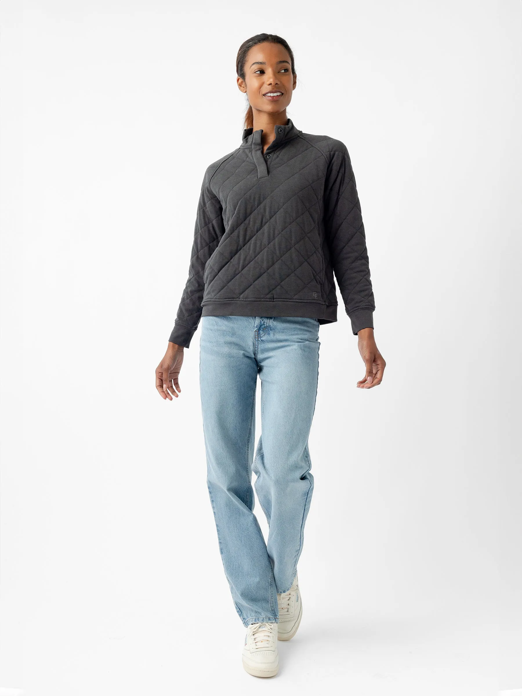 Women's Brushed Bamboo Quilted Snap Pullover