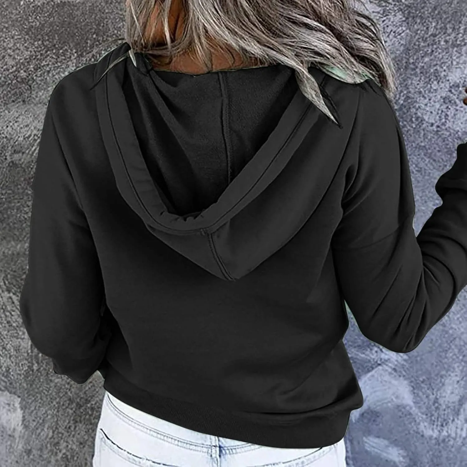 Women's Fashion Hoodies Casual Long Sleeve Button Sweatshirts with Hood Comfy Fall Oversized Clothes Winter Outfits
