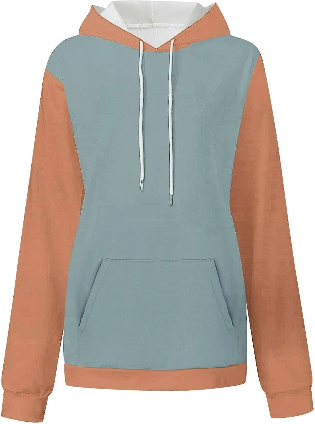 Women's Oversized Hoodies Fall Fashion Long Sleeve Hooded Sweatshirt Trendy Color Block Patchwork Y2k Pullover Tops