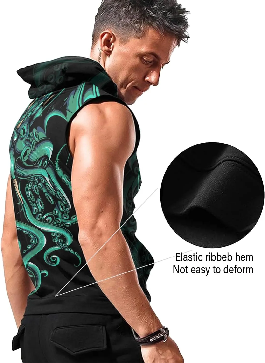 Workout Hooded Tank Tops Bodybuilding Muscle Cut Off Zip Hoodies for Men Sleeveless Gym Zip Hoodies