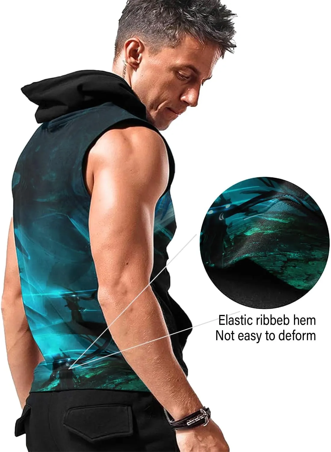 Workout Hooded Tank Tops Bodybuilding Muscle Cut Off Zip Hoodies for Men Sleeveless Gym Zip Hoodies